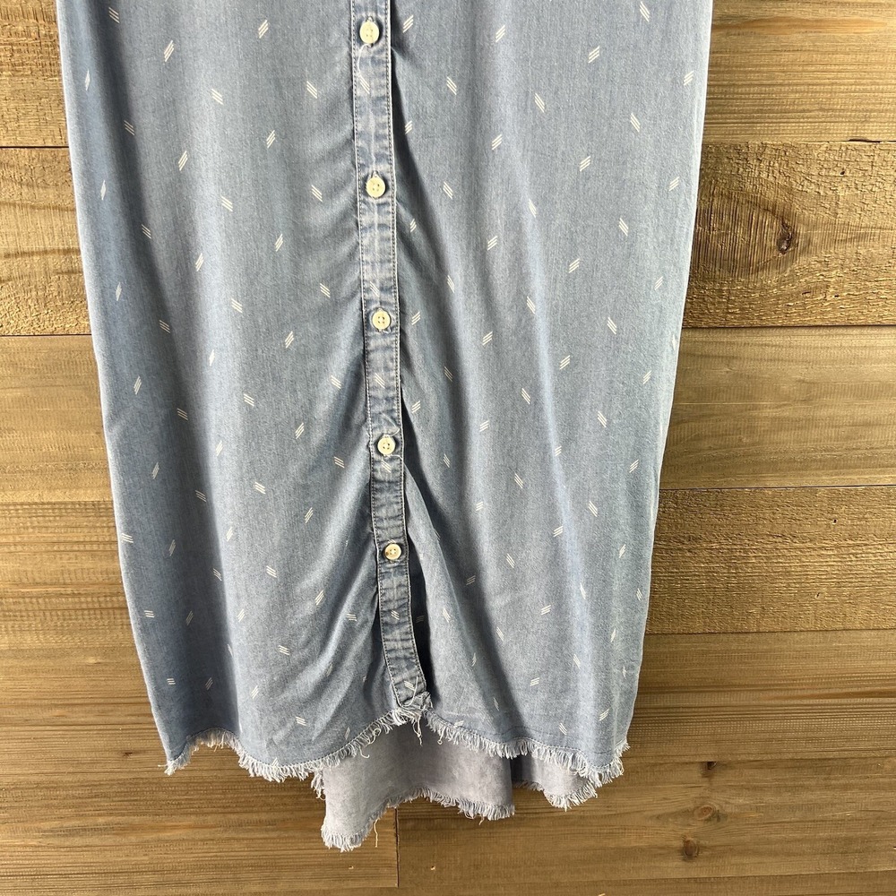 Thread & Supply Womens Dress Cap Sleeve Button Up Pockets Chambray Tencel Medium - Picture 3 of 8